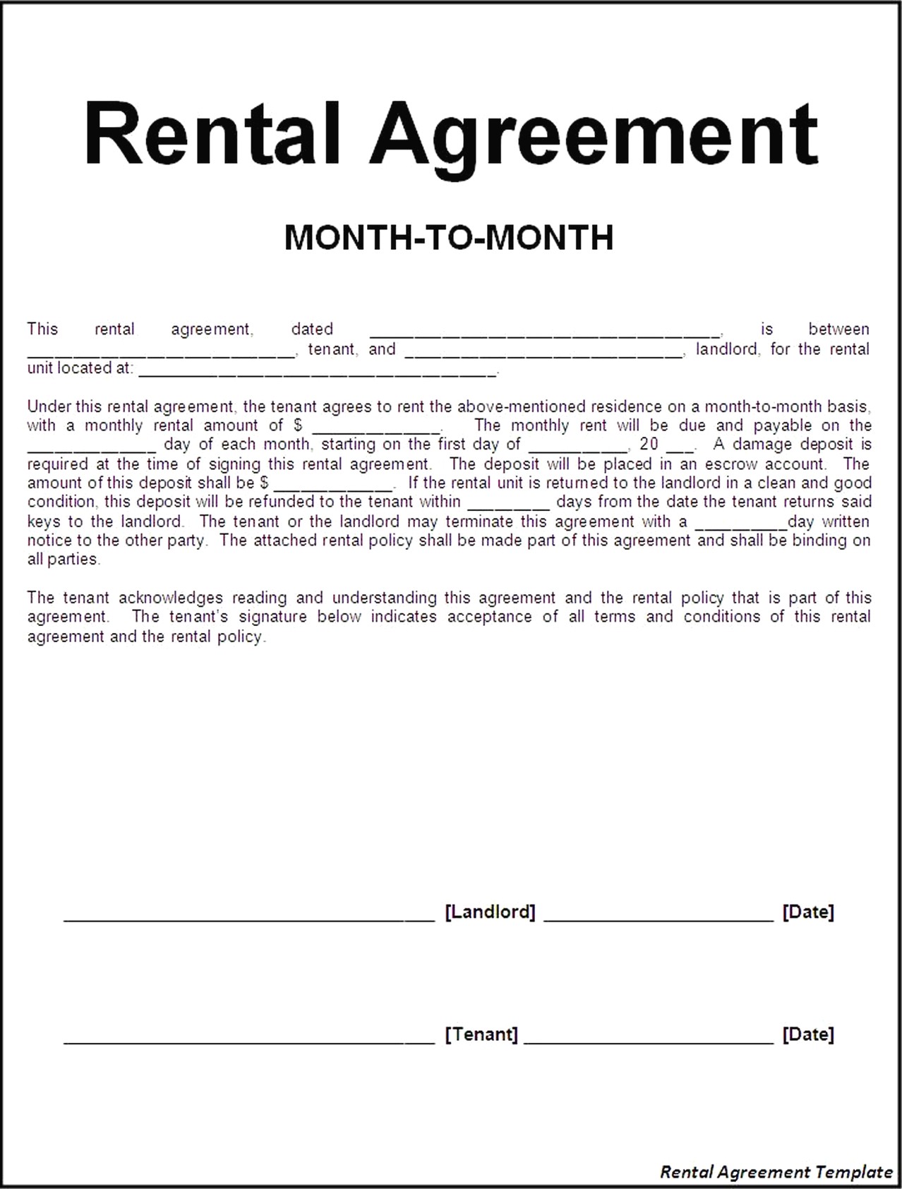 The Important Terms To Include In A Rental Agreement Template Free 