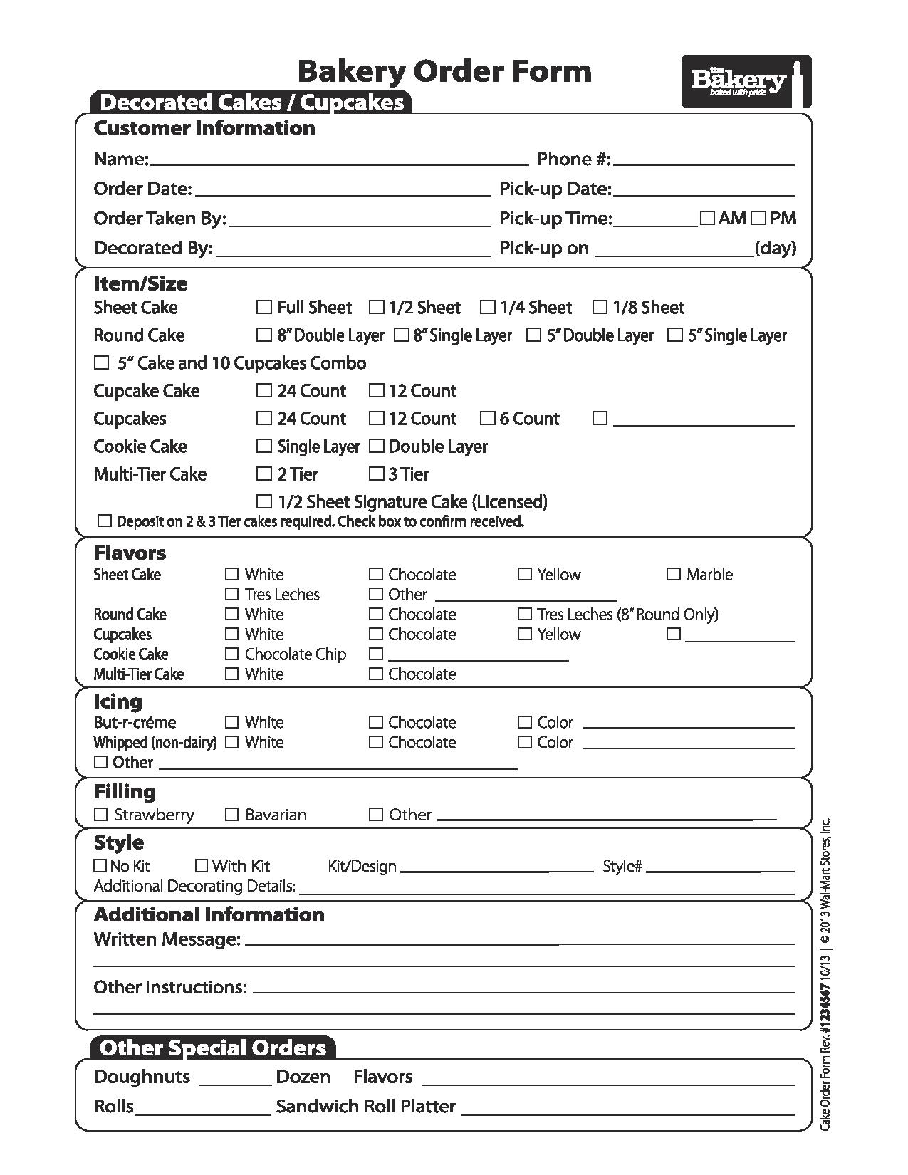 Wedding Cake Order Form Cake Order Forms Home Bakery Business